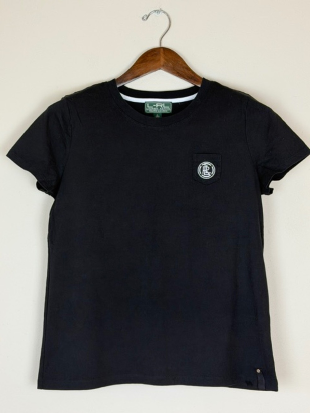 Lauren Ralph Lauren Active Black Short Sleeve Crew Neck Tee 100% Cotton Large